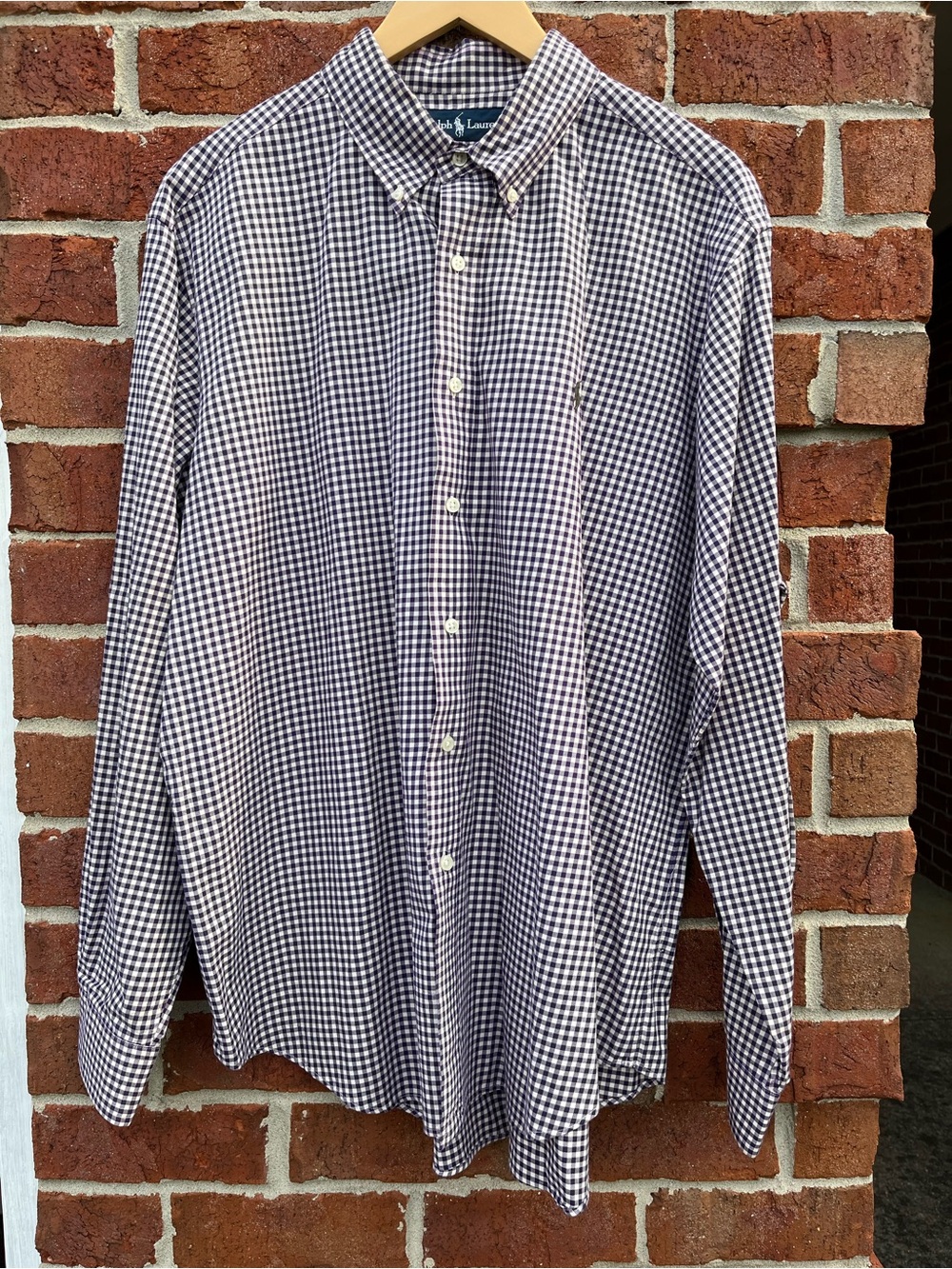 Ralph Lauren Navy and White Gingham Button-Down Shirt